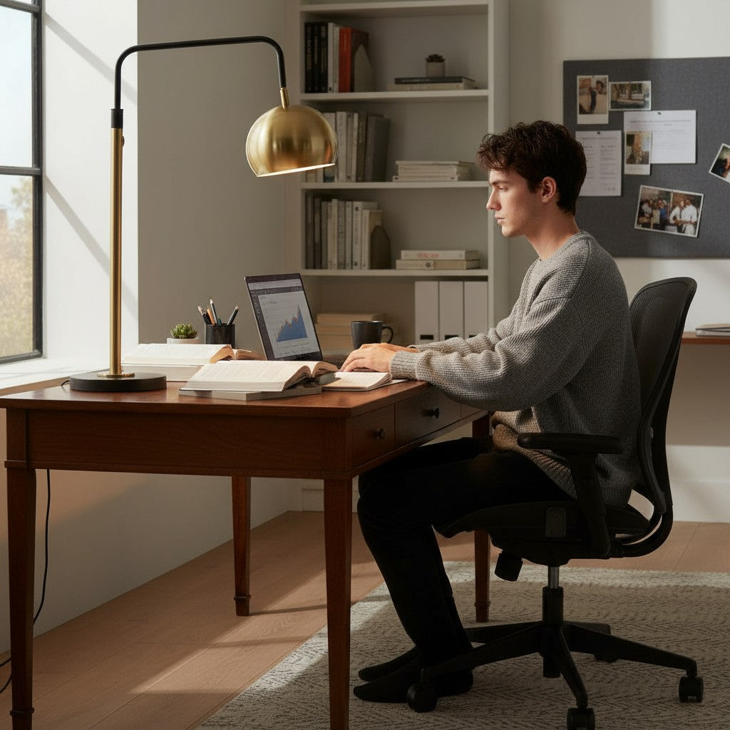 Vintage Brass Study Table Lamp